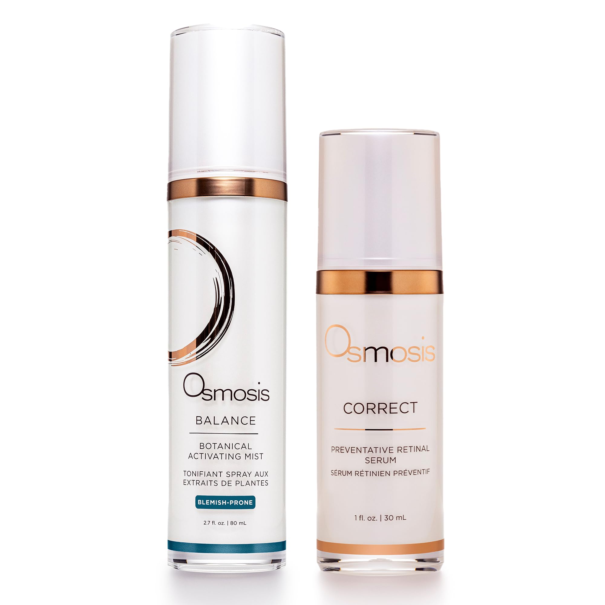 Osmosis Facial Mist and Serum Kit for Blemish-Prone Skin – BALANCE 2.7oz Gentle Face Toner & CORRECT 1oz Retinal Serum with Collagen Boost | Acne Treatment, Anti-Aging Skincare Routine, Daily Hydration for Clear Complexion