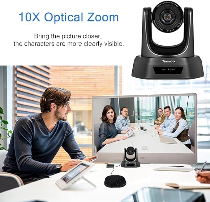 4K Video Conferencing Webcam with 12x Optical Zoom, 1080p HD USB Camera with Remote Control - Perfect for Zoom Meetings, Online Classes & Remote Work