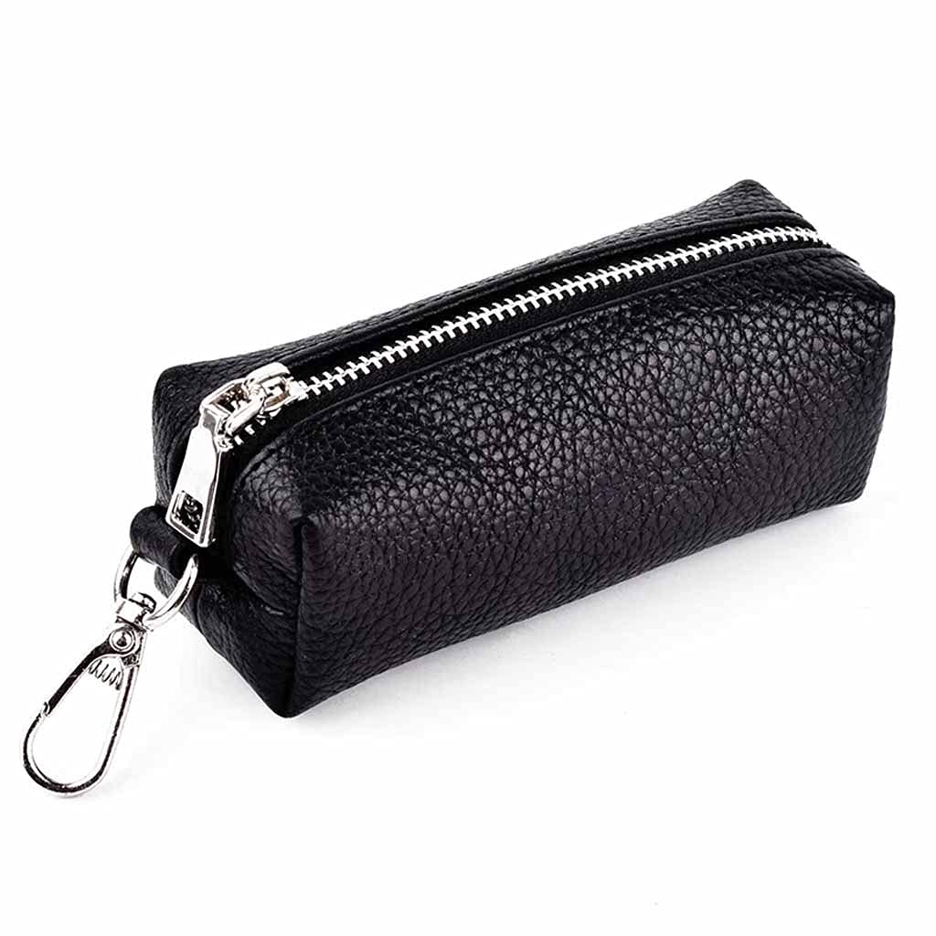 Premium Genuine Leather Car Key Cover & Keychain Organizer - Zipper Pouch Case for House Keys, Wallet & Essentials - Durable Key Holder for Men & Women - Perfect for Home, Office & Travel Organization