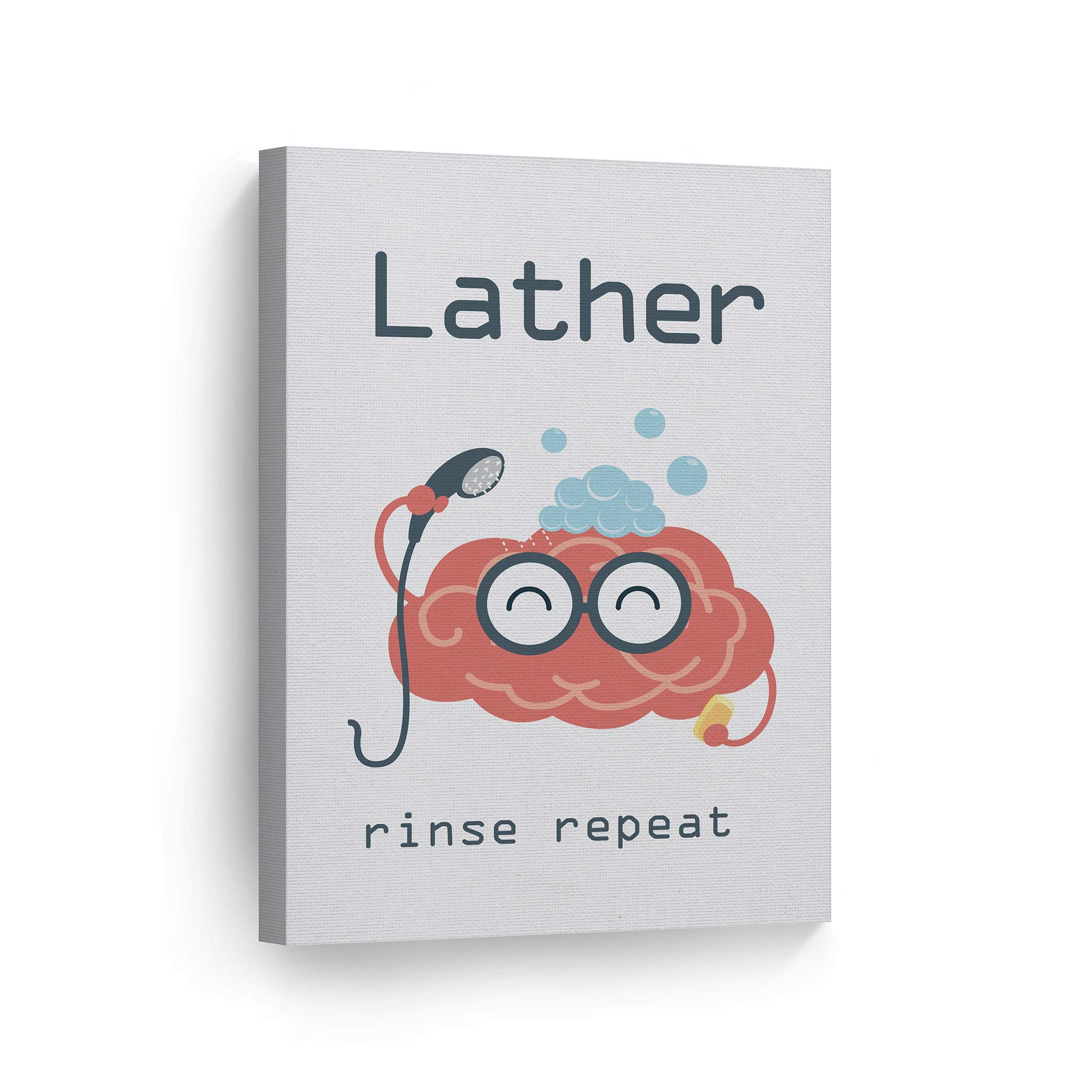 Smile Art Design 'Lather Rinse Repeat' Quote Canvas Print - Funny Bathroom Wall Decor for Kids & Nursery - Ready to Hang Home Decoration (36x24, Made in USA) - Perfect for Bathrooms, Kids' Rooms, and Playful Home Décor