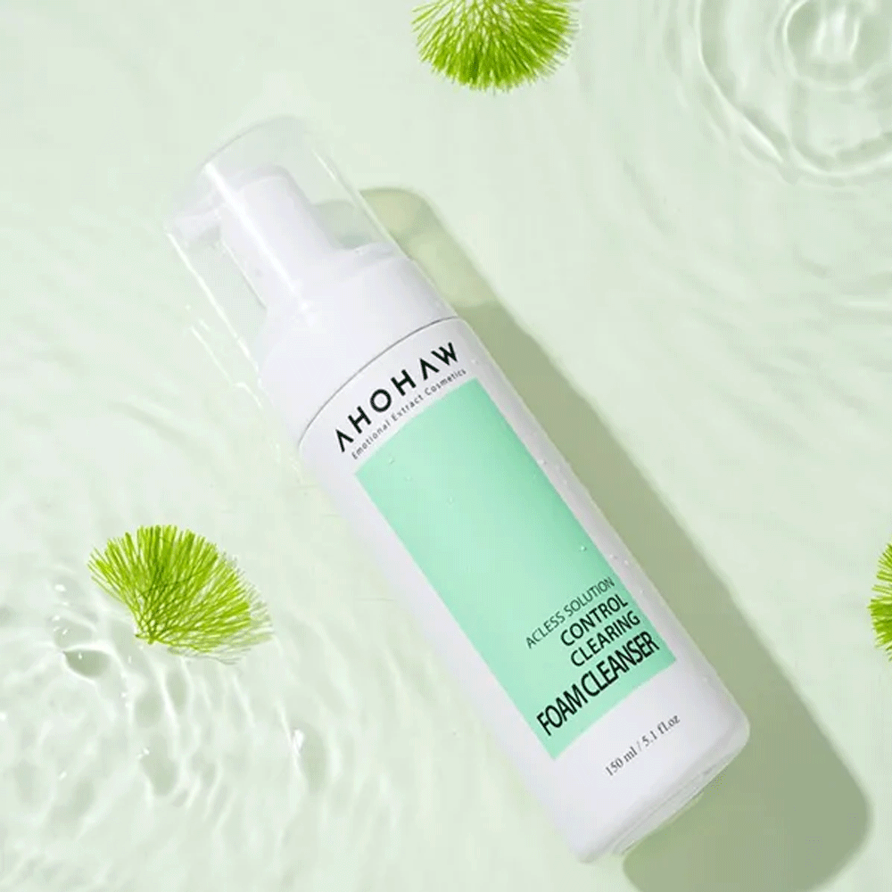 AHOHWA Control Clearing Foam Cleanser 150ml - Oil-Free Acne Treatment Face Wash for Oily & Sensitive Skin | Daily Skincare Routine for Clear Complexion