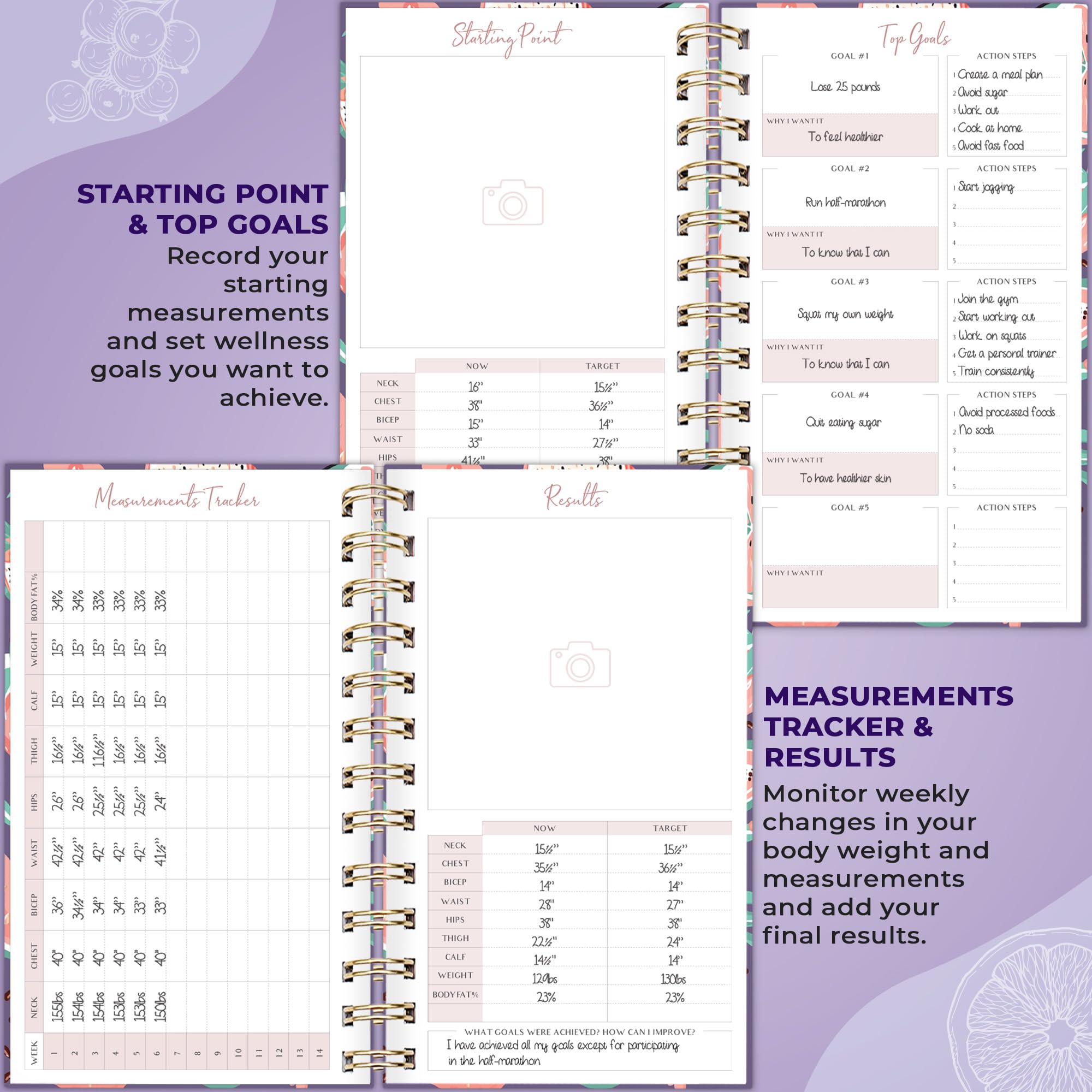 PLANBERRY Premium Pocket Food Journal & Nutrition Planner – Diet & Calorie Tracker – Meal & Exercise Diary – Weight Loss Journal (Tropical Fresh) – Perfect for Fitness Enthusiasts & Healthy Lifestyle Tracking