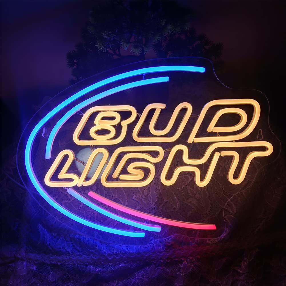 Xixiao Buds Light - LED Neon Beer Bar Sign for Home & Man Cave Decor - Blue Illuminated Wall Art - Perfect for Bars, Pubs, Game Rooms & Basements