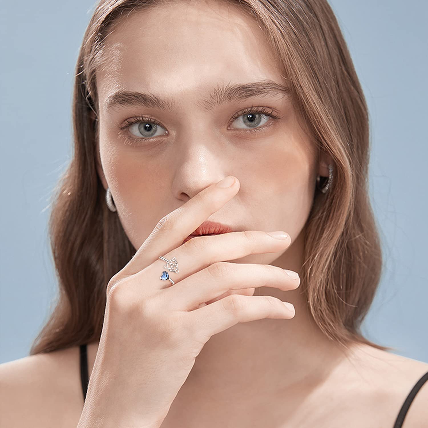 Celtic Knot Rings for Women - Sterling Silver Trinity Ring with Crystal, Irish Jewelry Gift for Her | Perfect for Weddings, Anniversaries & Special Occasions