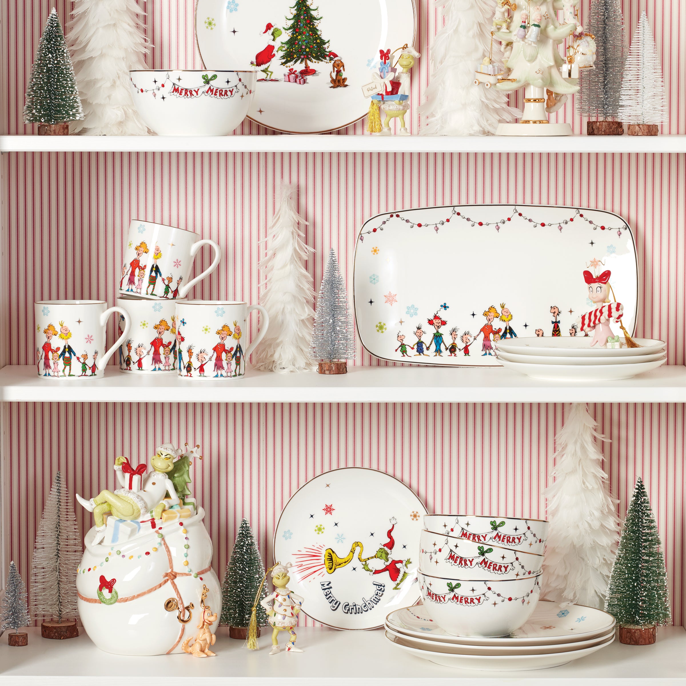 Merry Grinchmas Mugs Set of 4 - Christmas Coffee Cups for Holiday Cheer - Perfect for Hot Cocoa, Tea & Festive Gatherings