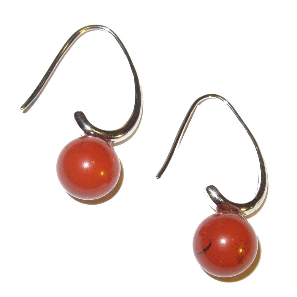 Elegant Silver Jasper Earrings with Bright Red Gemstones for Women - Perfect for Parties, Weddings & Special Occasions