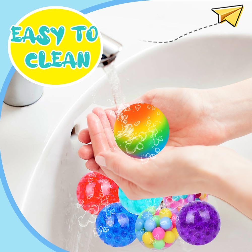 Stress Relief Squishy Balls for Adults - 12 Pack Soft Squeeze Fidget Toys for Anxiety, ADHD & Sensory Play | Perfect for Office, Classroom, Party Favors & Gift Giving