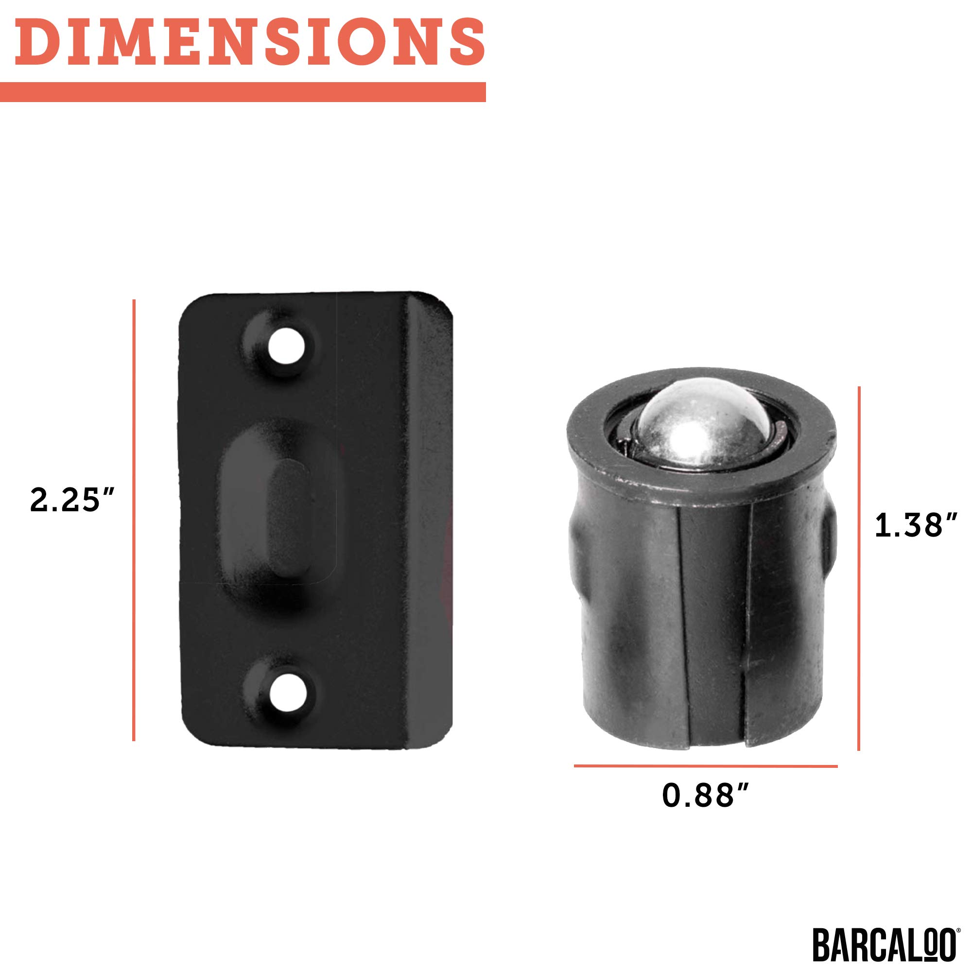 Black Ball Catch Door Hardware - 2 Pack for Smooth Cabinet & Closet Door Closing | Perfect for Home, Office & RV Organization