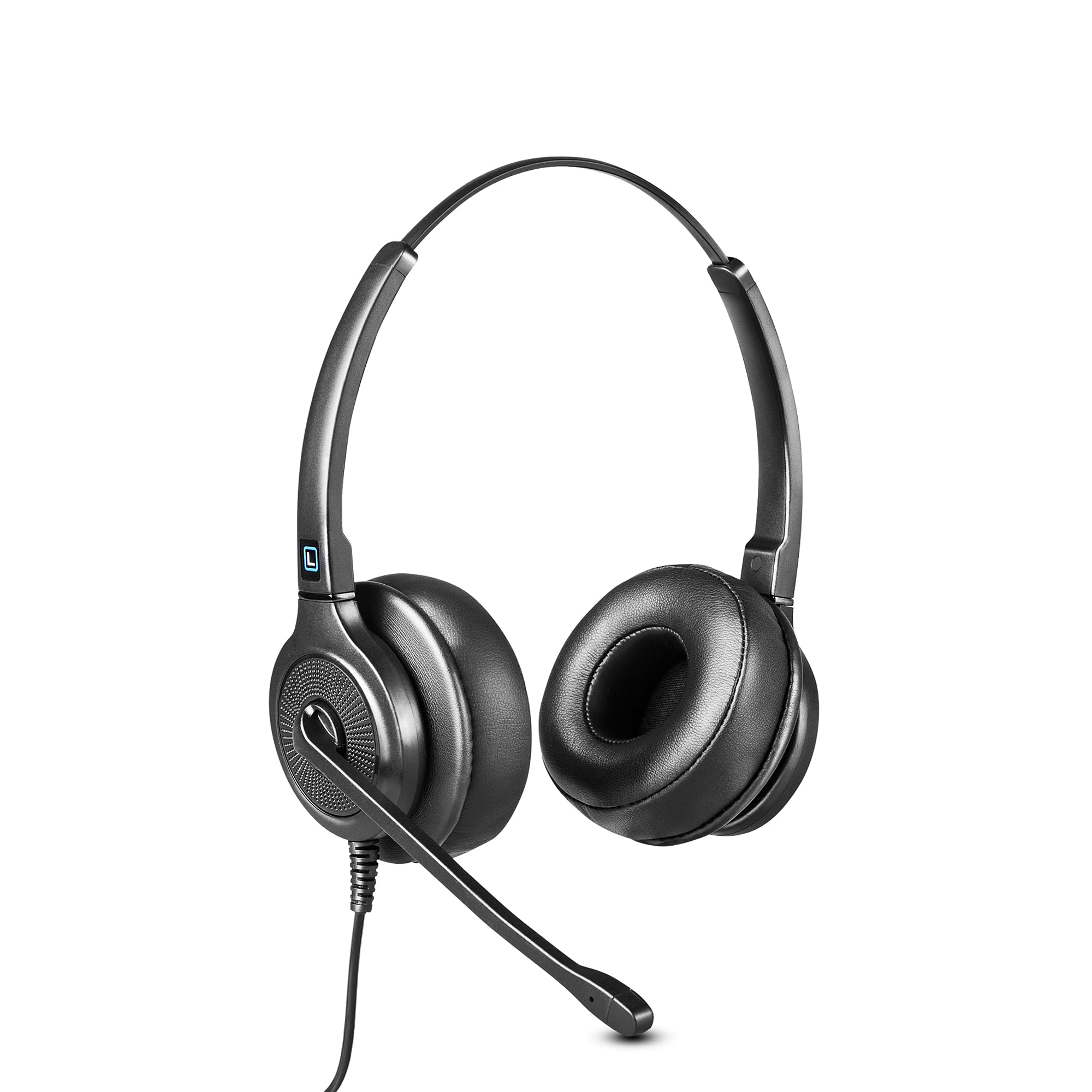 Leitner LH245XL Dual-Ear Office Telephone Headset with Noise Cancelling Microphone - Corded Professional Headset for Call Centers & Customer Service - Includes 5-Year Warranty - Perfect for Remote Work & Business Communications