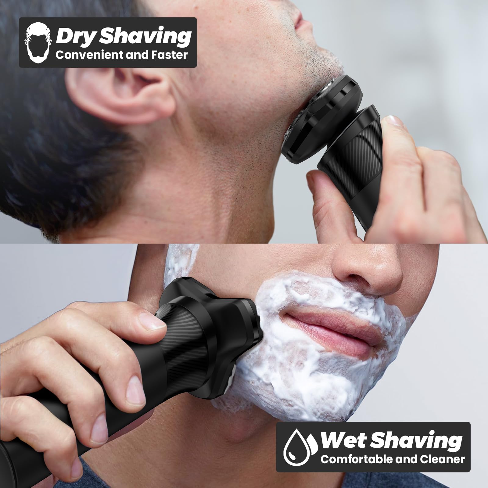 Premium Electric Razor for Men - Cordless Rechargeable Shaver with Nose & Sideburns Trimmer, IPX7 Waterproof Wet/Dry Shaving - Perfect for Travel, Home Use & Gifts for Dad, Husband, Boyfriend