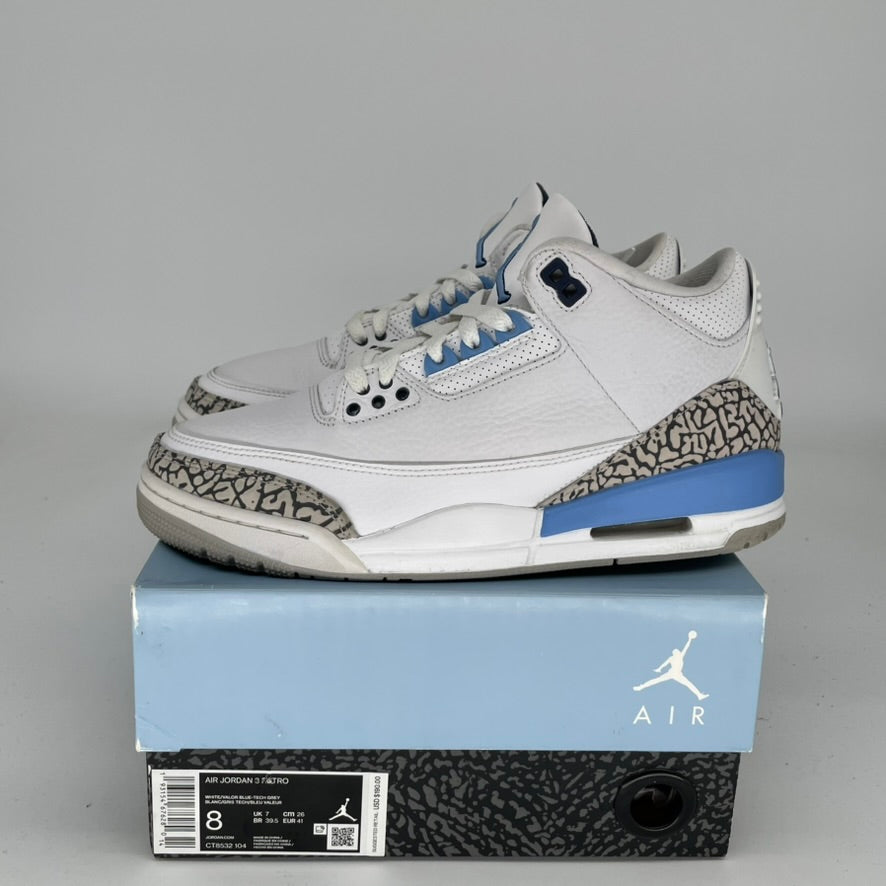 AIR JORDAN 3 UNC Men's Basketball Shoes Size 8 - Authentic Retro Sneakers CT8532-104 for Casual Wear & Street Style