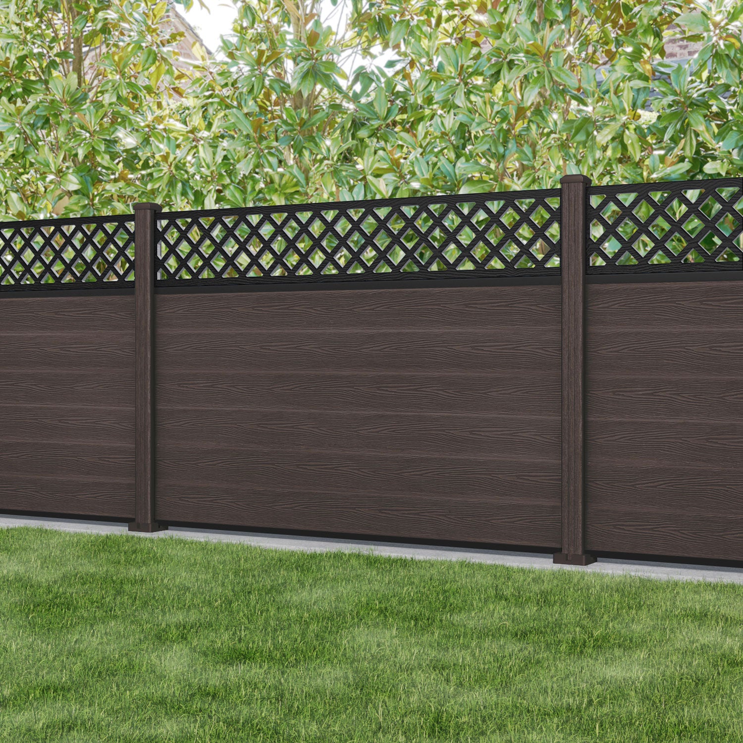Classic Composite Hive Fence Panel - Mid Brown Wood Grain Finish | Durable & Weather-Resistant | Perfect for Backyard Privacy, Garden Borders & Pool Fencing