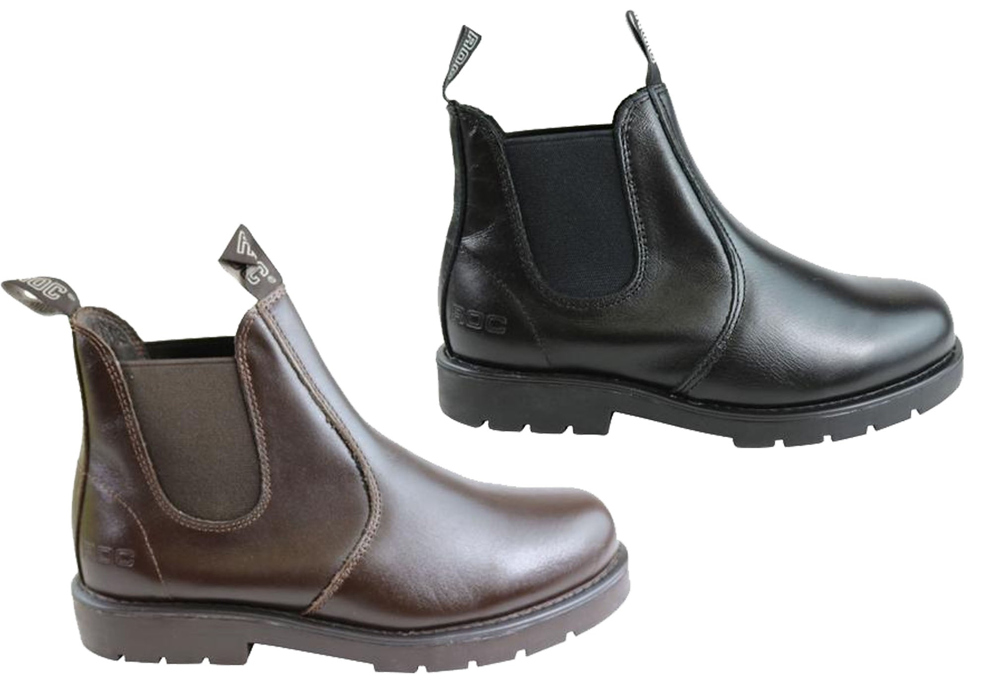 Roc Jumbuk Senior Older Boys & Mens Pull-On Leather Boots - Durable Comfort for Outdoor Work, Hiking & Casual Wear