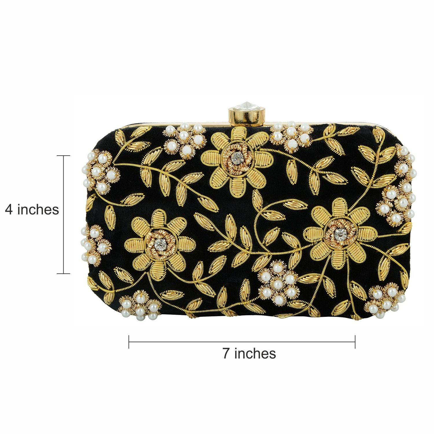 Luxury Women's Velvet Clutch Purse - Black Evening Bag for Parties, Weddings & Formal Events | Free Size Handbag for Women