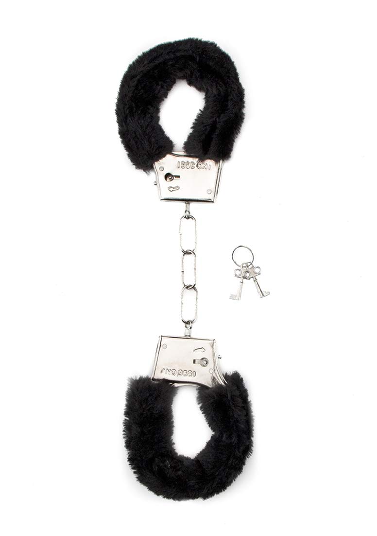 Furry Handcuffs - Soft & Playful Bondage Toy for Couples - Black - Perfect for Roleplay, BDSM & Spicing Up Your Love Life