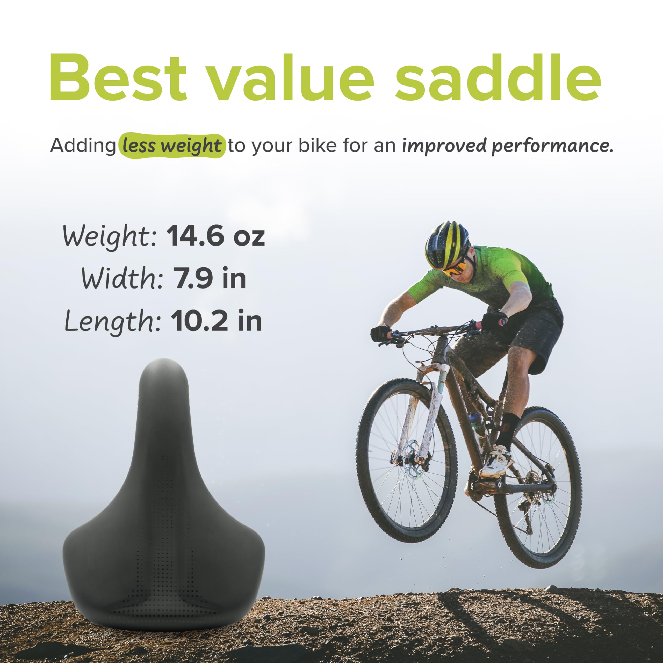 VELMIA Waterproof Bike Seat - Ergonomic Bicycle Saddle for Men & Women - Comfortable Mountain & Trek Bike Seat - Perfect for Peloton, Road & Off-Road Cycling - Ideal for Commuting, Exercise & Outdoor Adventures