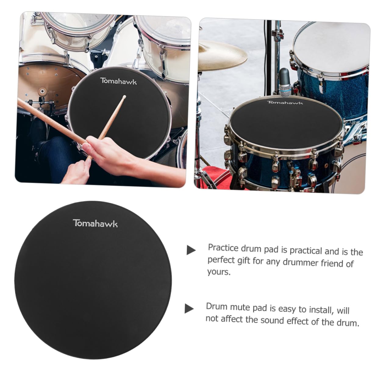 8-Inch Black Drum Silencer Pad - Professional Soundproof Rubber Mute Pad for Snare Drums, Cymbals & Suspension - Noise Reduction for Home Practice, Studio Recording & Live Performances