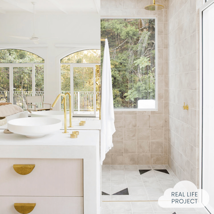 Premium White Encaustic Look Square Tile for Bathroom & Kitchen Flooring - Waterproof Ceramic Mosaic Tile for Coastal & Beach House Decor