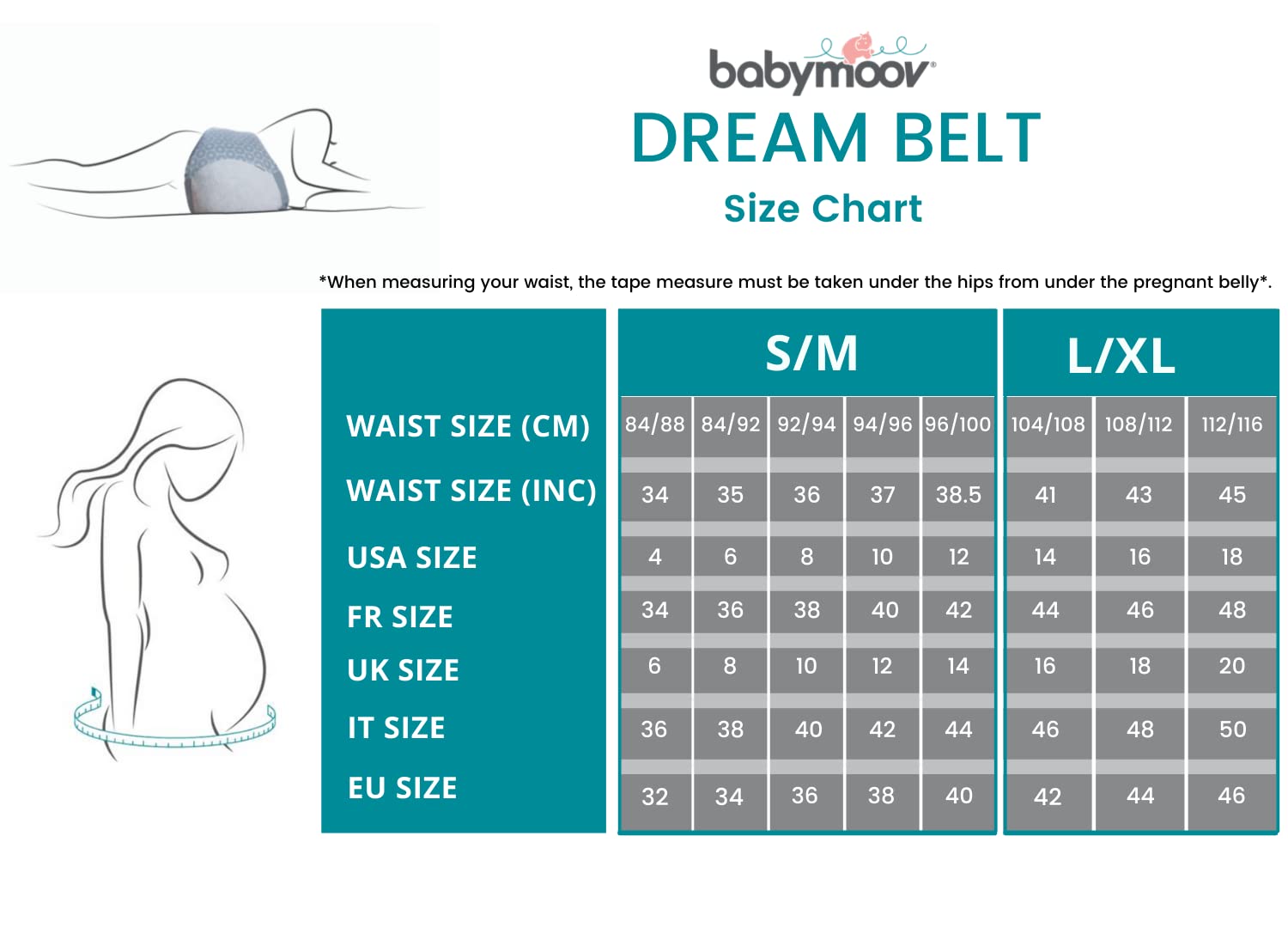 Babymoov Dream Belt Pregnancy Sleep Aid - Maternity Support Belt & Comfort Wedge for Pregnant Women (Large/X-Large, Grey) - Perfect for Nighttime Comfort & Back Pain Relief