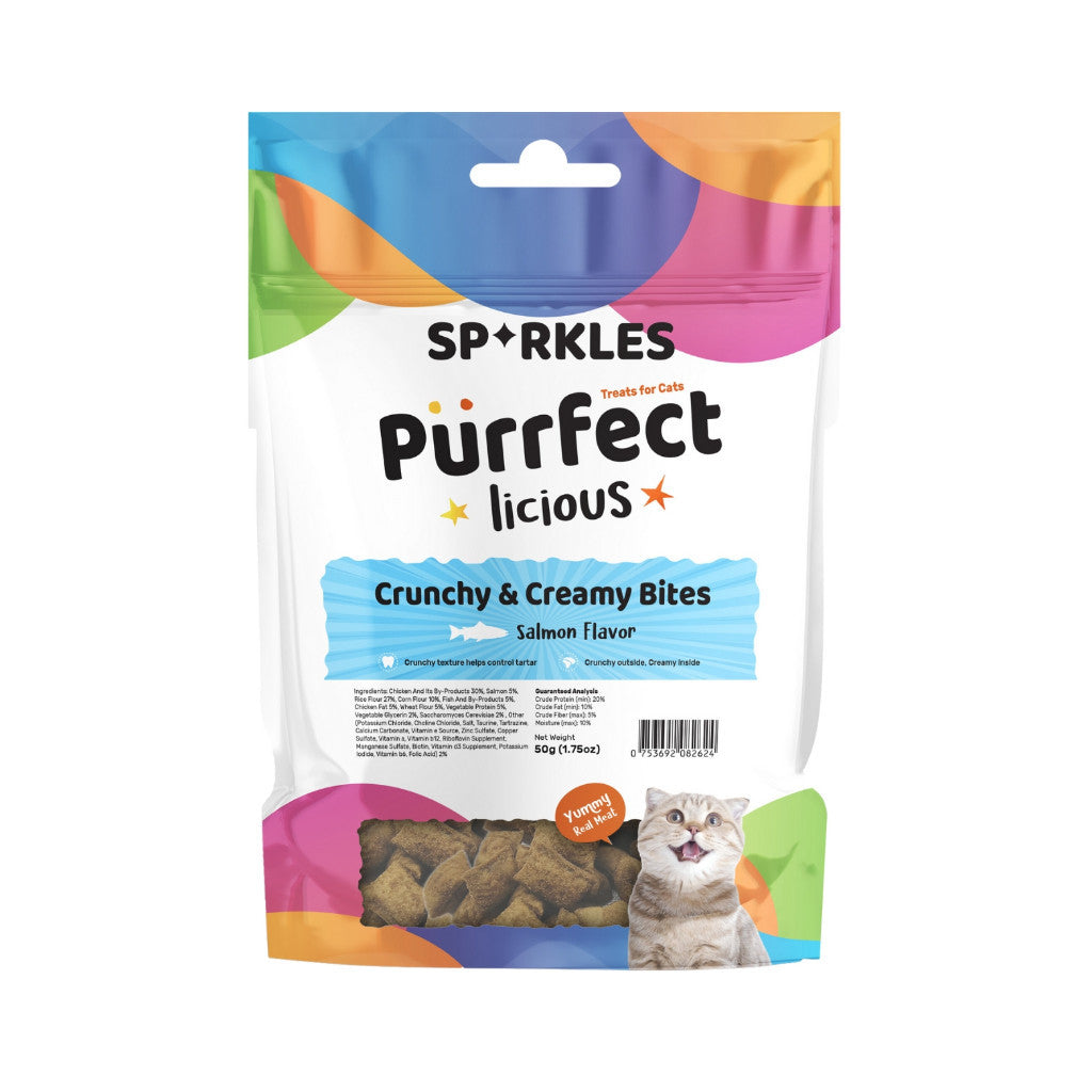 Sparkles Purrfectlicious Cat Treats - Crunchy & Creamy Bites with Real Meat, 12 Natural Flavors, Freeze-Dried & Grain-Free | Perfect for Training, Rewards & Snack Time