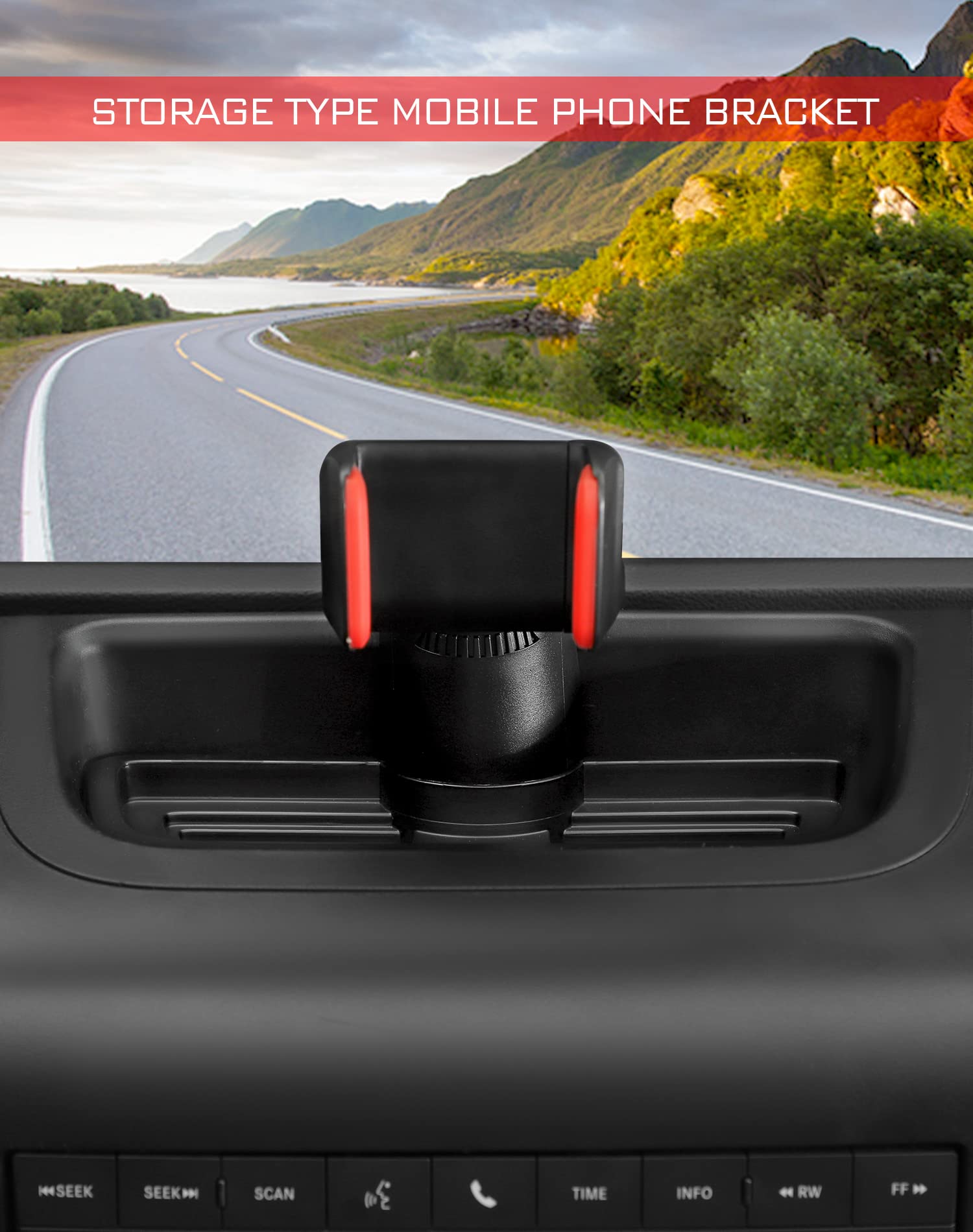 JeCar JK Phone Holder Upgrade - Universal Dash Cellphone Mount Car Accessories for Jeep Wrangler JK JKU 2011-2018 | Secure & Adjustable | Perfect for GPS Navigation, Hands-Free Calling & Road Trips (Black)