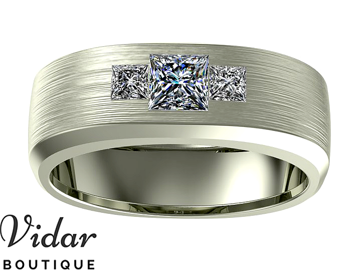 Exquisite 14K White Gold Men's Diamond Wedding Band - Elegant & Durable Ring for Engagement, Anniversary & Special Occasions