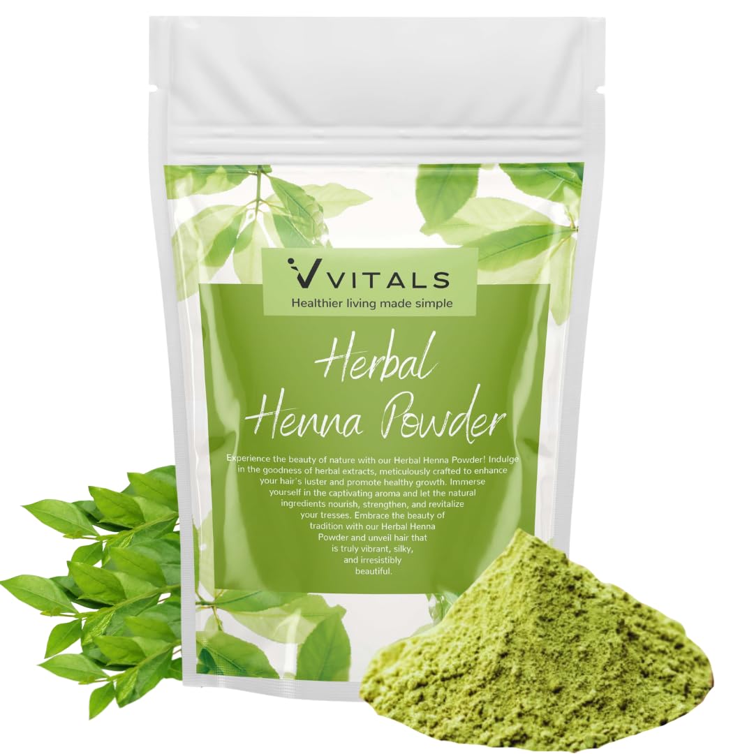 Vvitals 100% Pure Natural Henna Powder for Hair Dye & Growth - 350g Organic Mehendi for Healthy, Shiny Hair - Includes Free Hair Dye Brush - Perfect for At-Home Hair Coloring & Ayurvedic Hair Care