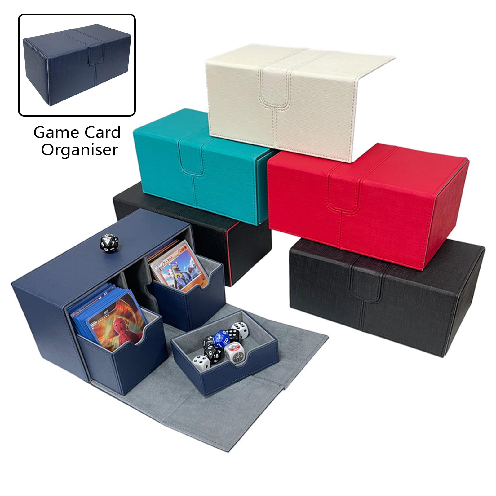 Premium Leather Playing Card Storage Box - Durable Card Deck Holder for Poker, MTG, and Collectible Cards | Perfect for Game Nights, Travel, and Card Organization