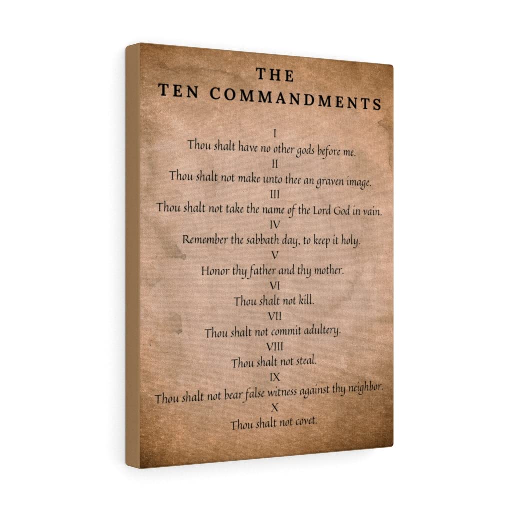 10 Commandments Bible Art - Brown Canvas Christian Wall Decor for Home & Church - Express Your Love with Inspirational Scripture Gifts