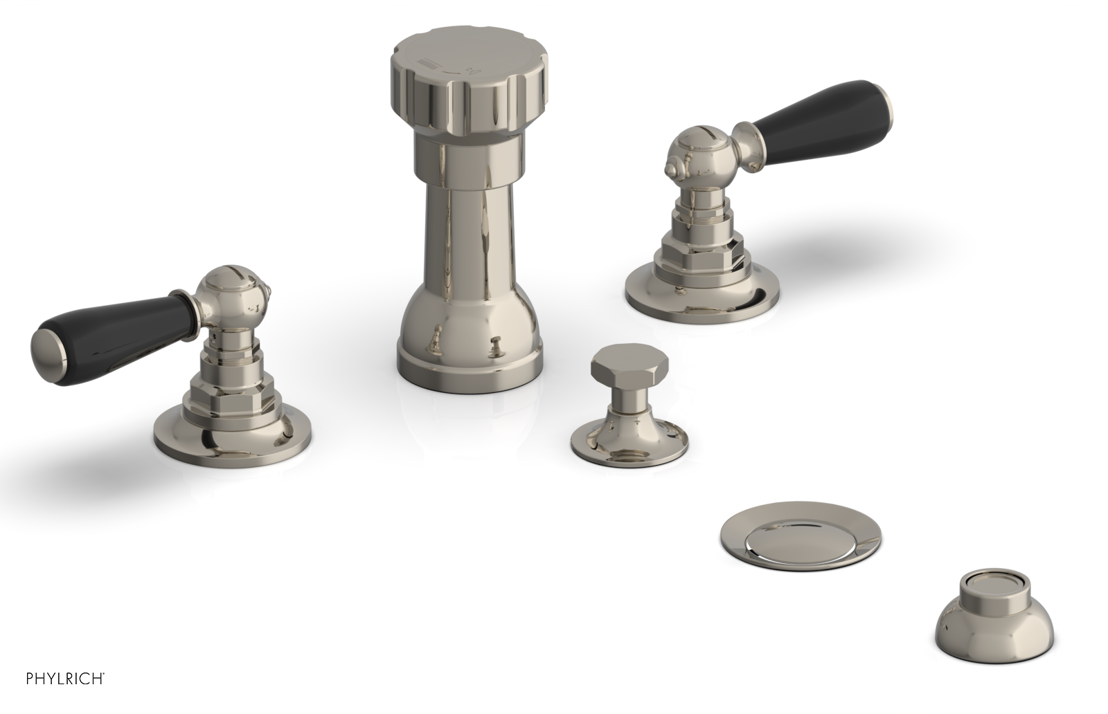 Jamestown 4-Hole Bidet Faucet Set with Lever Handles & Black Accents - Model 165 61 - Perfect for Modern Bathroom Upgrades & Water Conservation