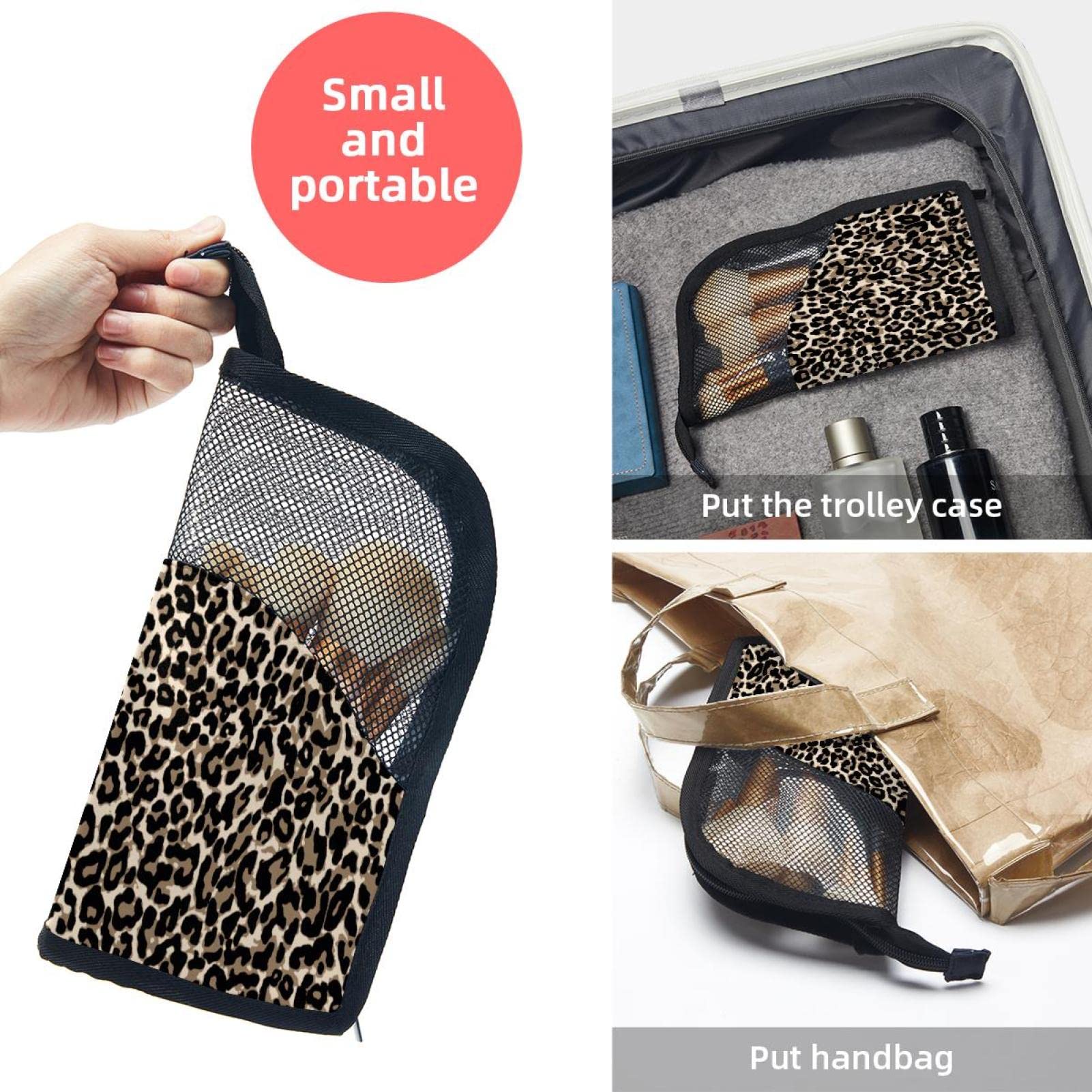 Premium 12-Piece Makeup Brush Organizer Bag with Leopard Print - Portable Cosmetic Brush Holder Case for Travel, Home Vanity & Professional Makeup Artists