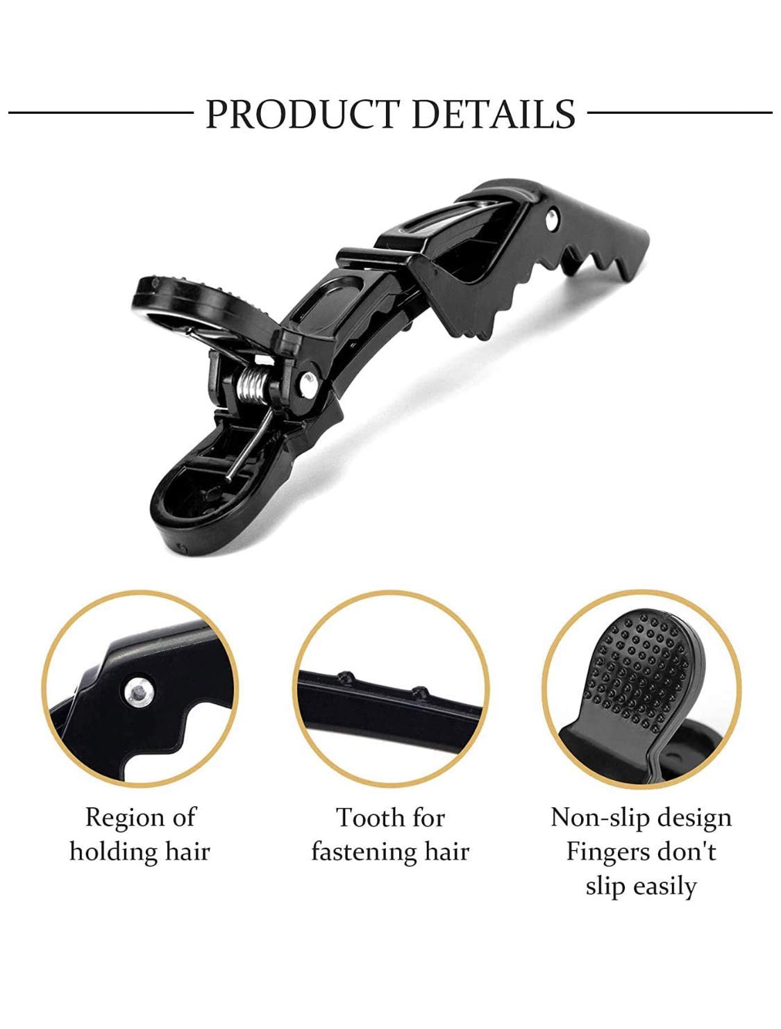 Professional Hair Sectioning Clips - Set of 6 Strong Crocodile Hair Clips with Free Hair Color Brush | Perfect for Salon Styling, Hair Coloring, and DIY Hair Treatments