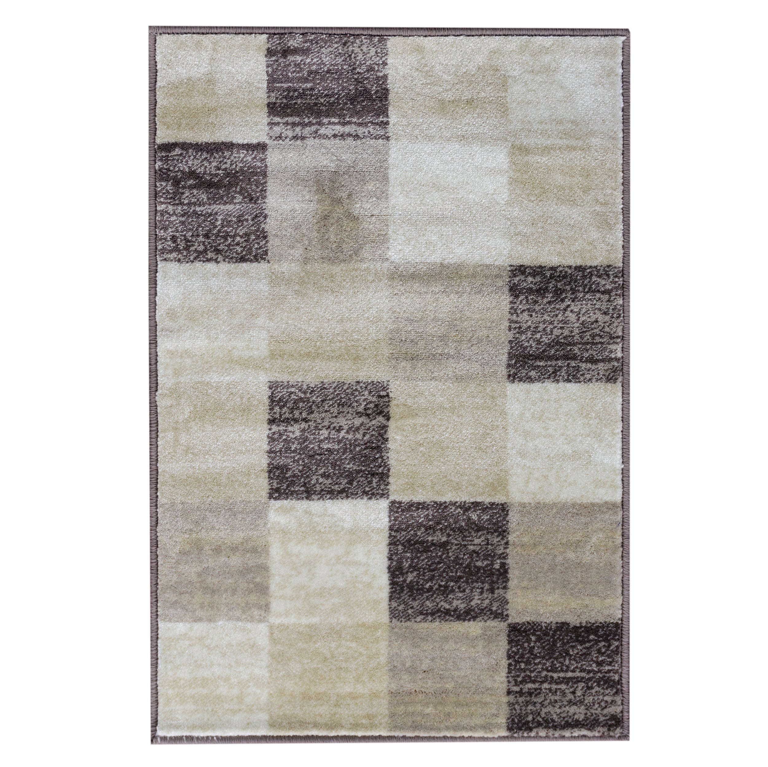 Stylish Rockway Geometric Checkered Block Indoor Area Rug - Non-Slip Floor Mat for Living Room, Bedroom, Nursery & Office Decor