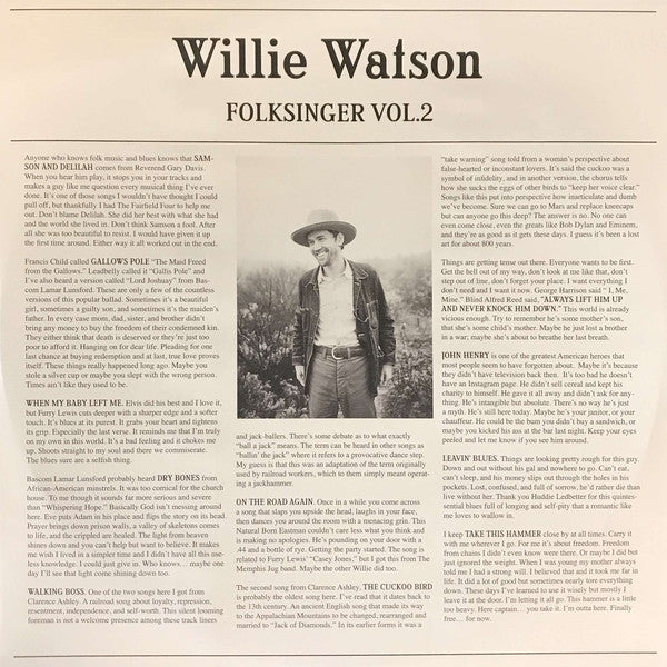 Willie Watson Folksinger Vol. 2 Vinyl LP Album - Near Mint (NM/M) Condition - Perfect for Record Collectors & Folk Music Enthusiasts