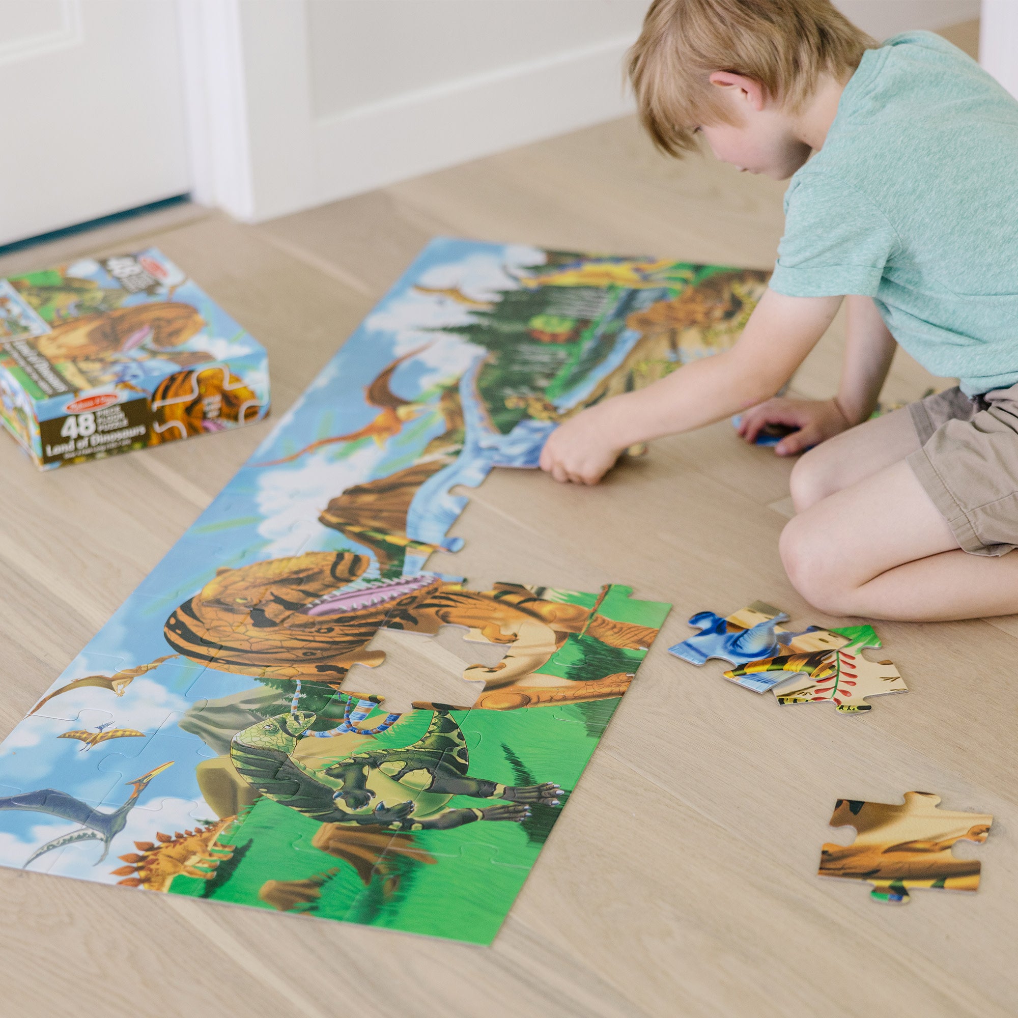 Dinosaur Floor Puzzle for Kids - 48 Piece Large Jigsaw Puzzle with Prehistoric Dinosaurs - Fun Educational Toy for Classroom, Playroom & Home Learning