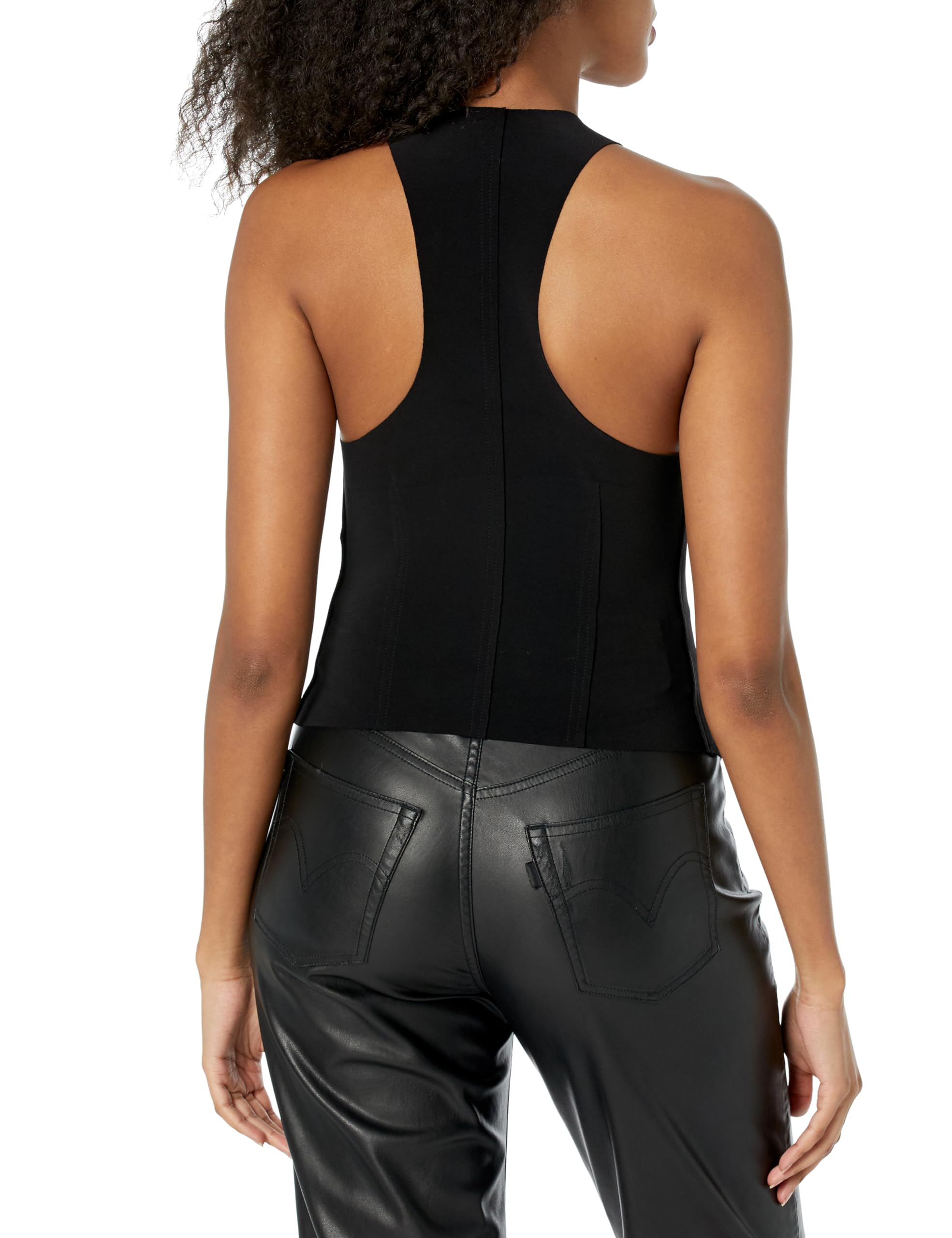 Norma Kamali Women's Simple Black Vest - Casual & Layering Staple for Work, Travel & Everyday Wear