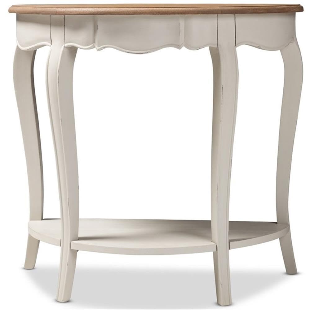 BOWERY HILL White and Natural Brown Wooden Console Table - Entryway Sofa Table, Hallway Accent Table for Living Room & Bedroom Decor