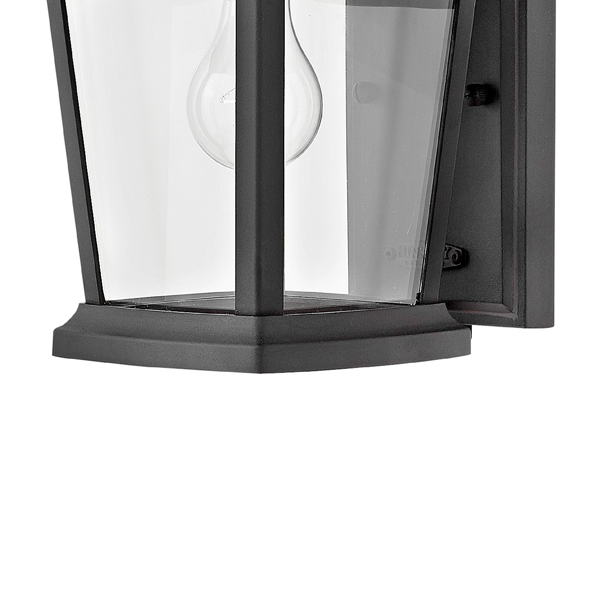 Hinkley Bromley Small Wall Mount Lantern - 1-Light Outdoor Aluminum Sconce with Clear Glass Shade - Museum Black Finish for Porch, Patio & Entryway Lighting