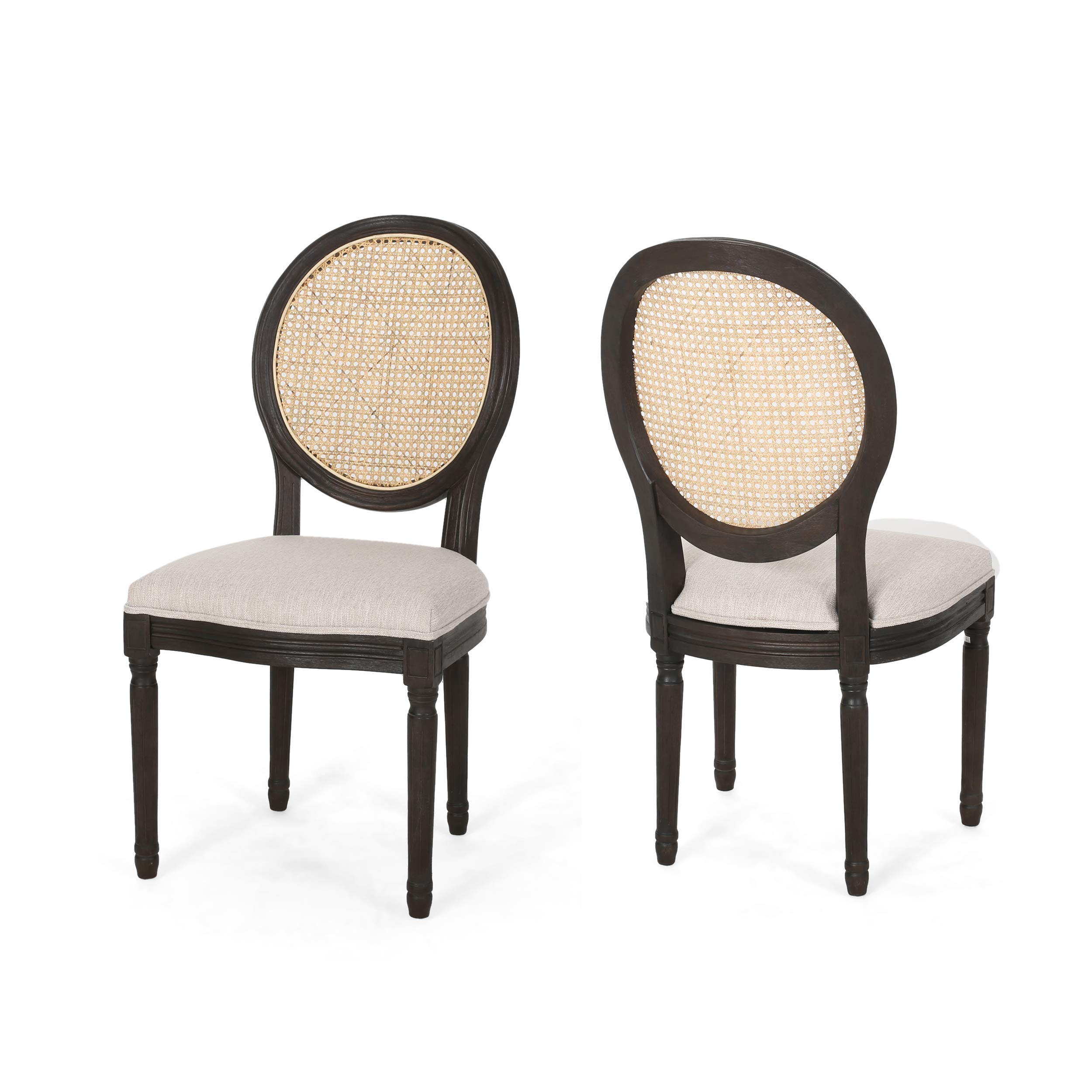 GDFStudio Wooden Dining Chairs with Cushions (Set of 2) - Beige, Natural & Black - Modern Kitchen Chairs for Dining Room, Breakfast Nook, and Home Decor