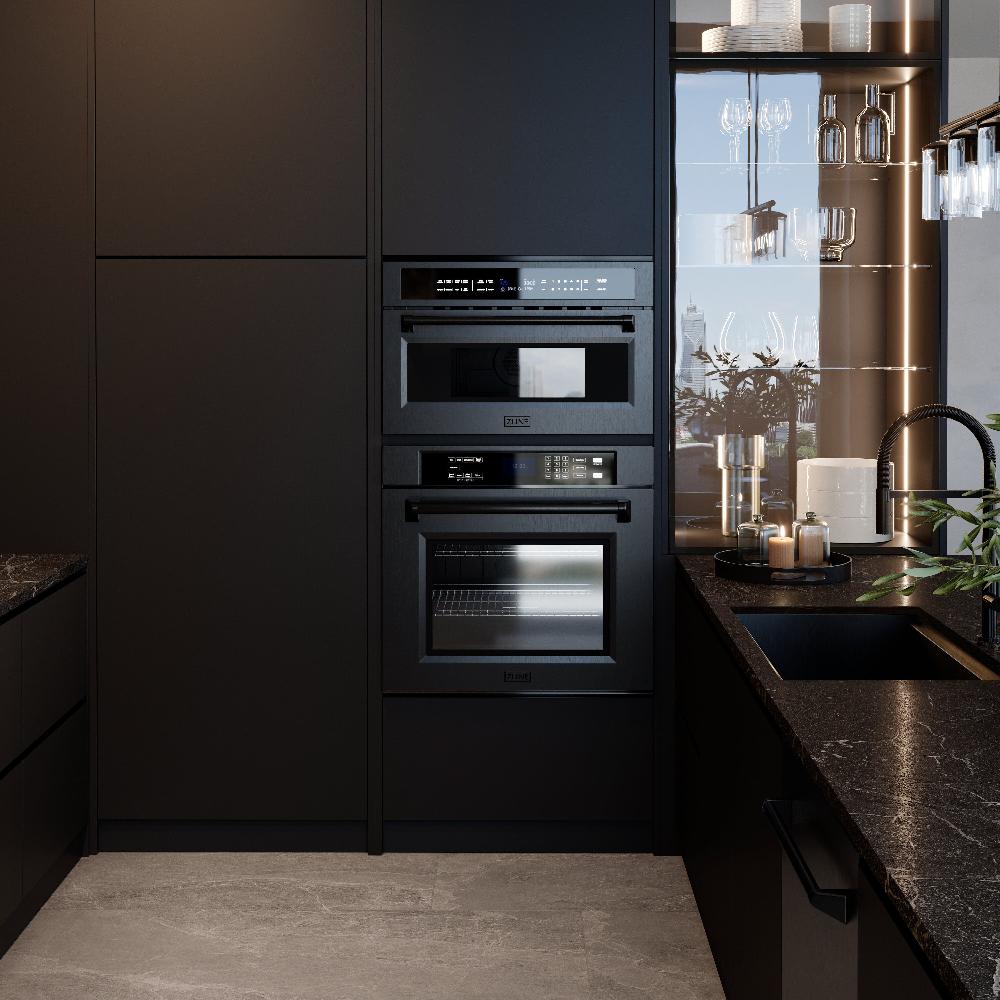 ZLINE 30 Inch Black Stainless Steel Professional True Convection Single Wall Oven with Air Fry & Self Clean (WASB 30) - Perfect for Home Chefs & Modern Kitchens