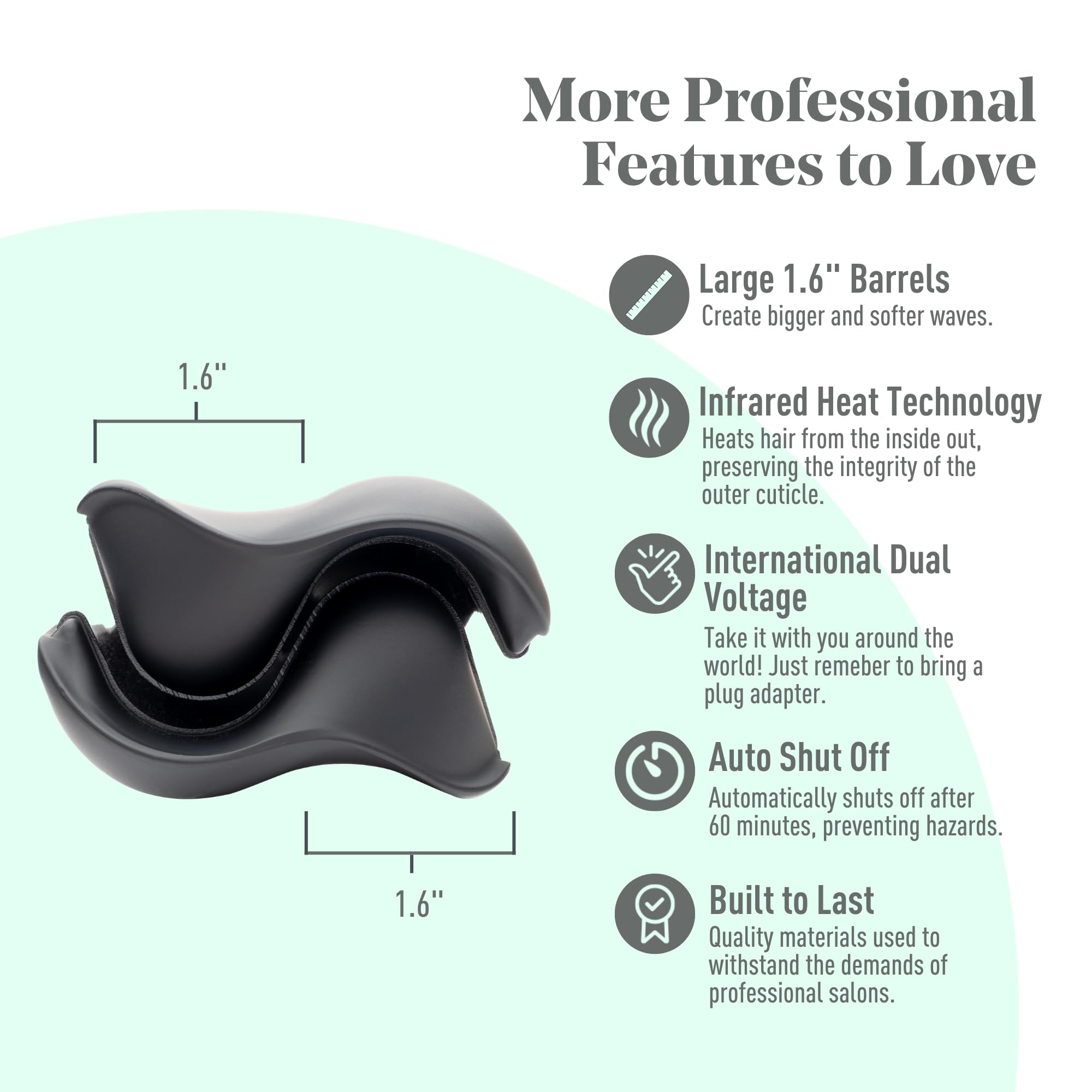 MINT Double Barrel Mermaid Hair Waver for Long Hair - Ionic Deep Waver Tool Creates Voluminous Beach Waves | Adjustable Temperature Wave Crimper & Styling Iron | Perfect for Salon-Quality Waves, Wedding Hairstyles & Everyday Beachy Looks