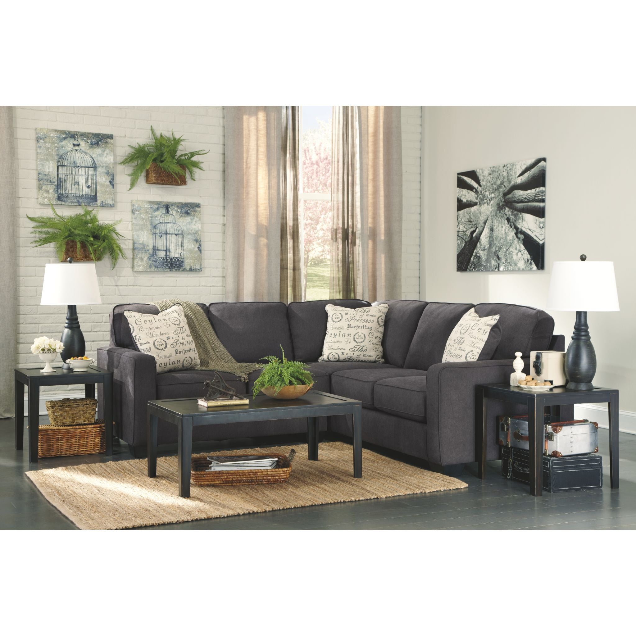 Alenya 2-Piece Sectional Sofa Set - Modern L-Shaped Couch with Chaise Lounge for Living Room, Apartment & Small Spaces - Comfortable Fabric Upholstery with Sturdy Metal Legs (Gray) | Perfect for Family Gatherings, Movie Nights & Relaxing