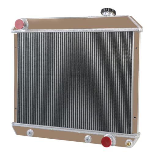4 Row Aluminum Radiator with Shroud Fan & Relay Kit - Compatible with 1963-1966 Chevy C/K 10 20 30 Pickup C10 C20 C30 - Perfect for Engine Cooling & Off-Road Performance