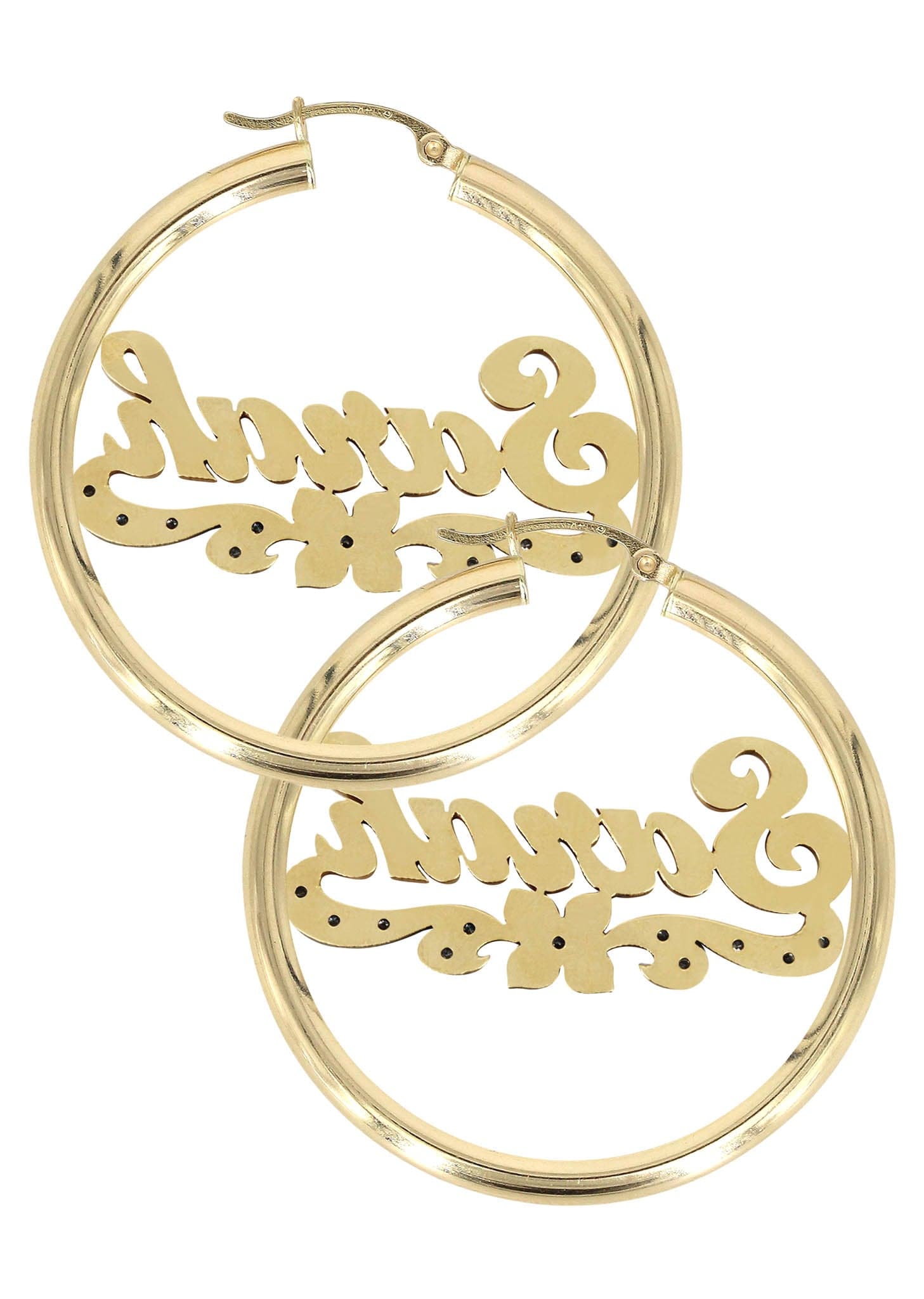 14K Gold Two-Tone Name Plate Hoop Earrings for Women - Personalized Custom Jewelry Gift for Her, Perfect for Birthdays, Anniversaries & Special Occasions