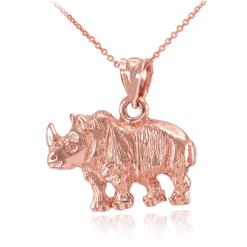 10k Rose Gold Rhinoceros Pendant Necklace for Women - Elegant Animal Jewelry Gift for Birthday, Anniversary & Valentine's Day - Perfect for Casual Wear, Date Nights & Special Occasions