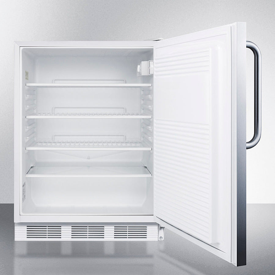 Accucold 24-Inch Wide Built-In All Refrigerator with Towel Bar Handle - ADA Compliant Commercial Refrigerator (Model FF7WBISSTBADA) - Perfect for Restaurants, Cafes, and ADA-Compliant Businesses