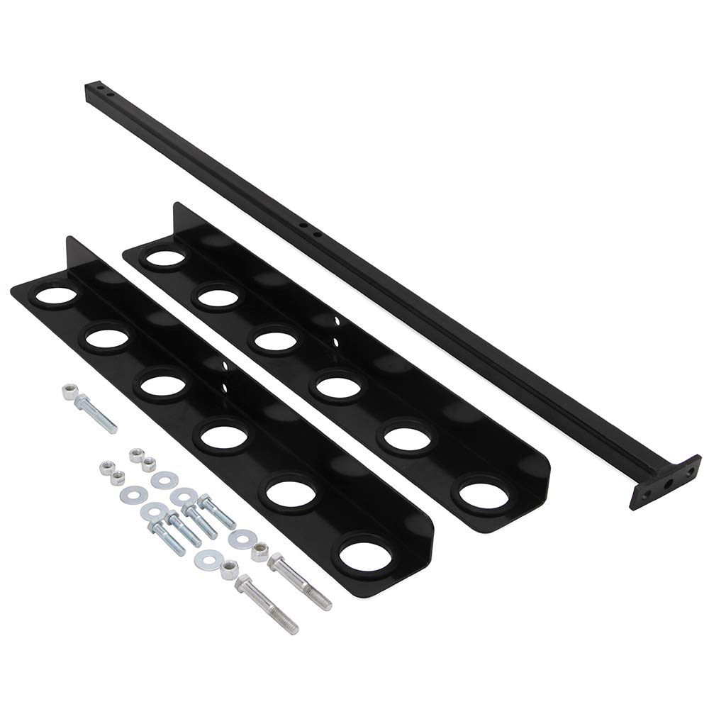 ELITEWELL 3-Position Lockable Weed Eater Trimmer Rack & 6-Hole Tool Organizer for Open Landscape Trailers & Trucks - Secure Storage for Lawn Care Equipment & Gardening Tools