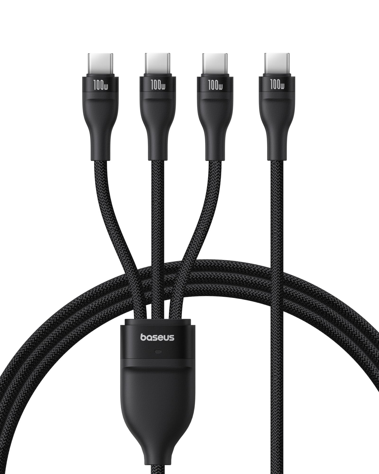 Baseus 3-in-1 Fast Charging Cable - Nylon Braided USB C Cable for iPhone 16/15/14/13/12/Pro/Plus/Max, MacBook, iPad Pro/Air/Mini, Samsung Galaxy S23/S22/Note - Multi Device Charger for Home, Office & Travel (Black)