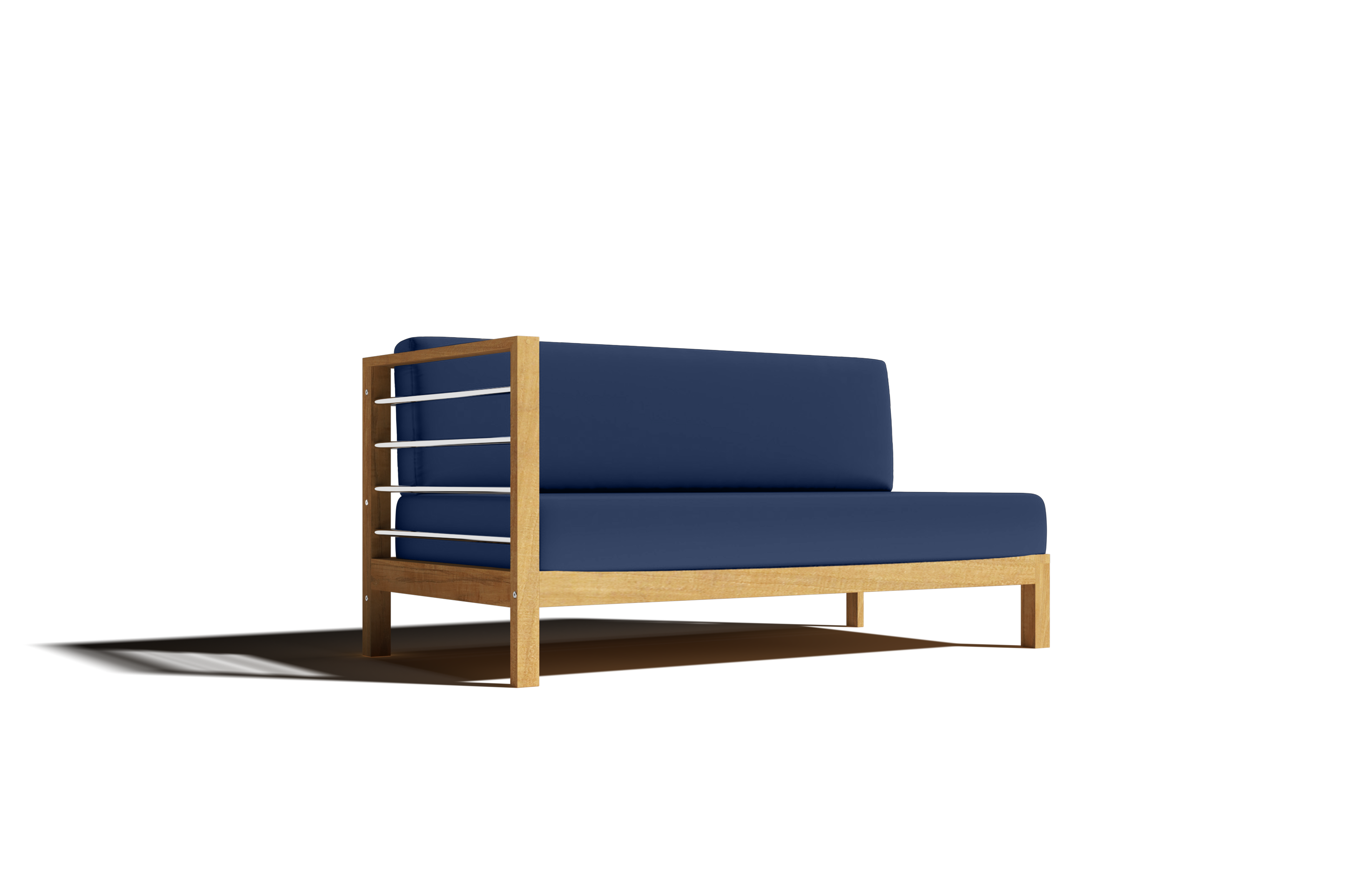 Premium 7-Piece Teak Outdoor Sectional Deep Seating Set with Sunbrella Navy Cushions - Waterproof & Durable Patio Furniture for Backyard, Poolside & Garden Relaxation
