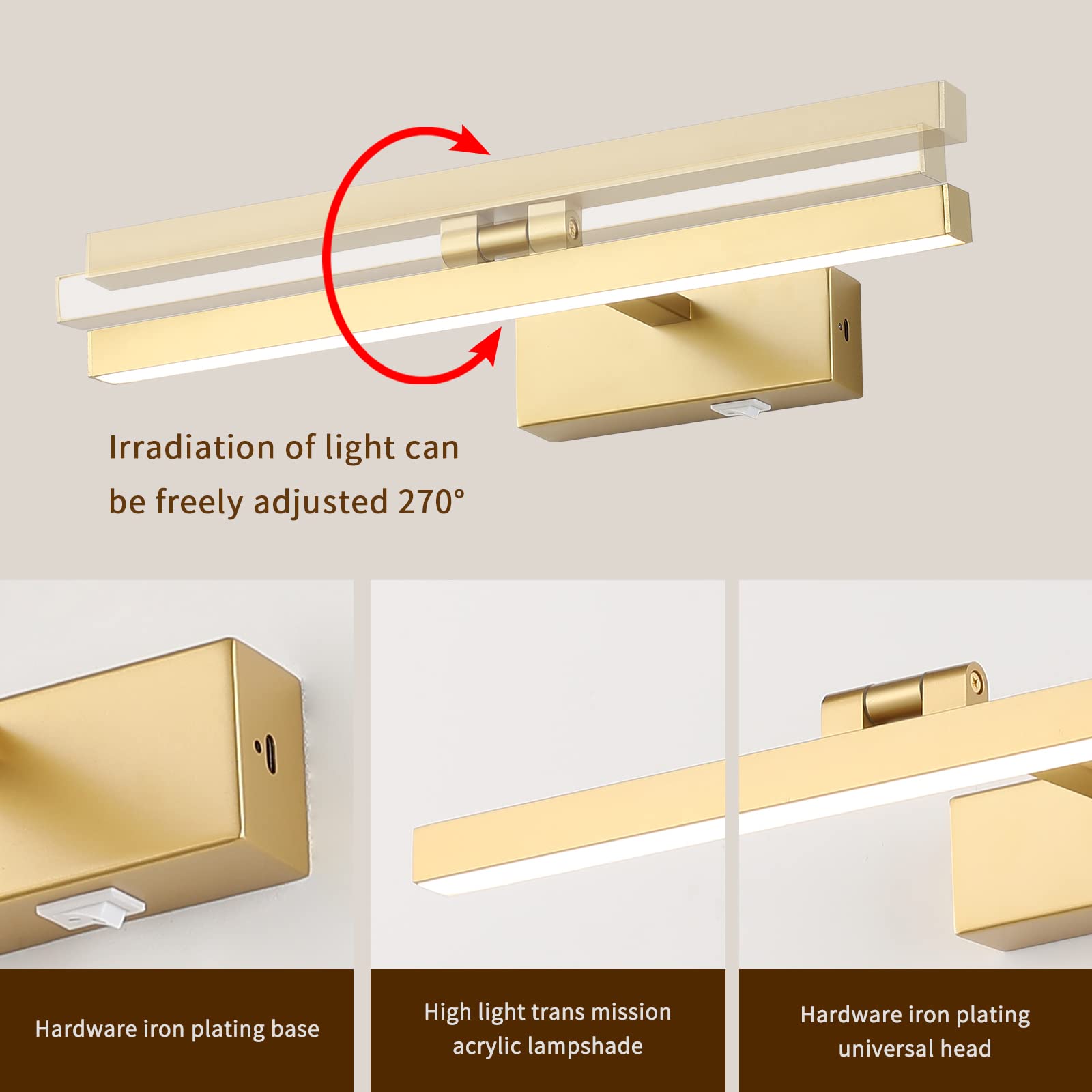 Joosenhouse Battery Operated Dimmable Picture Light with Remote - 15.75